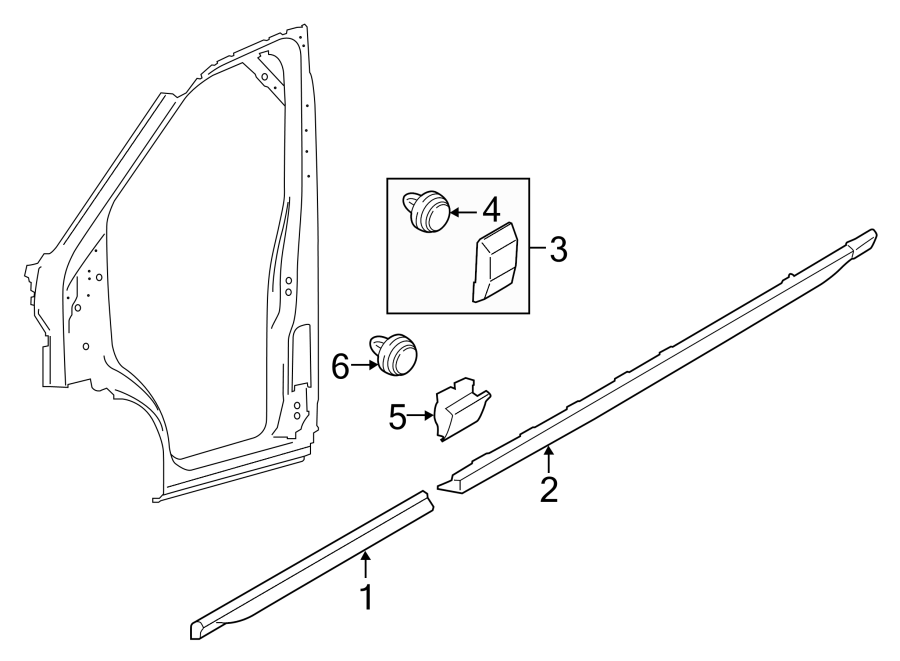 Diagram PILLARS. ROCKER & FLOOR. EXTERIOR TRIM. for your 2015 Ford Transit-350   