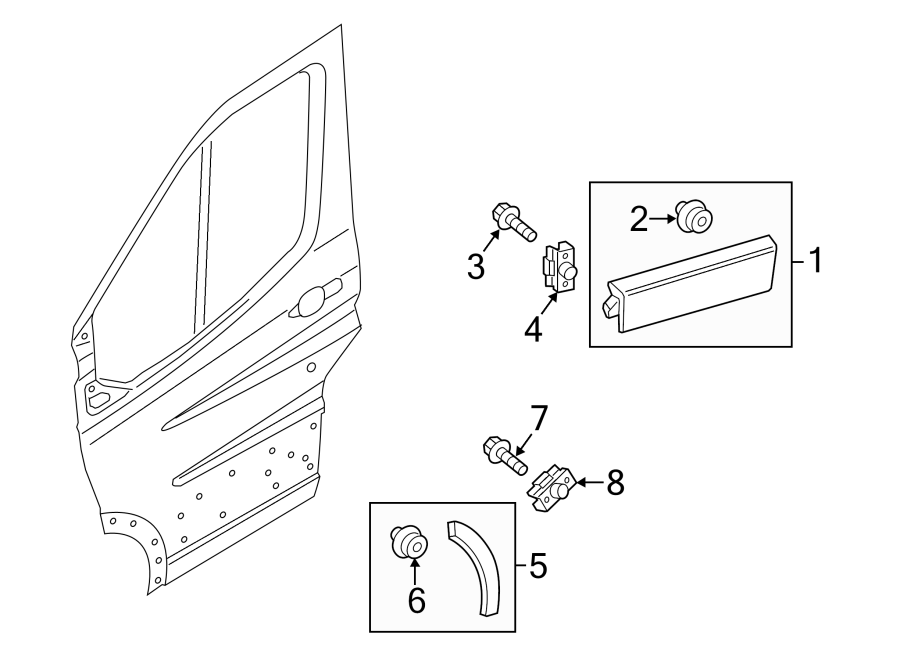 Diagram FRONT DOOR. EXTERIOR TRIM. for your 2018 Lincoln MKZ Black Label Hybrid Sedan  