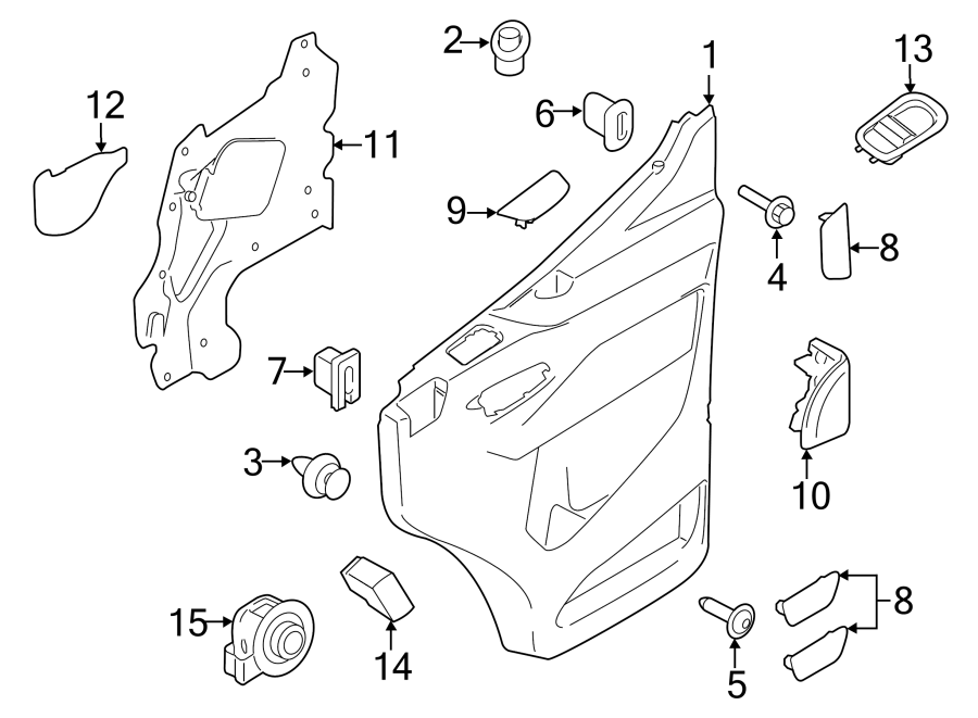 Diagram FRONT DOOR. INTERIOR TRIM. for your 1988 Ford Bronco   