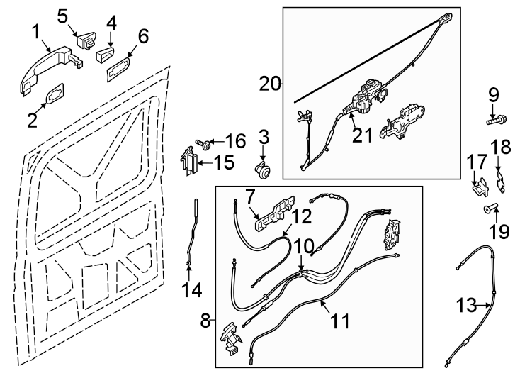 Diagram SIDE LOADING DOOR. LOCK & HARDWARE. for your 2016 Ford Transit-250   