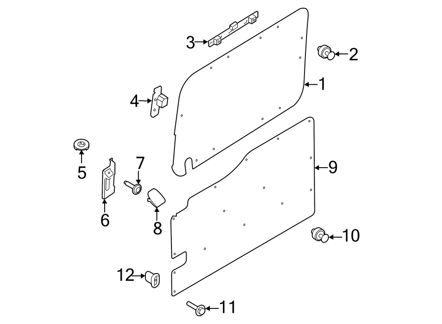 Diagram SIDE LOADING DOOR. INTERIOR TRIM. for your 2017 Lincoln MKZ Premiere Sedan  