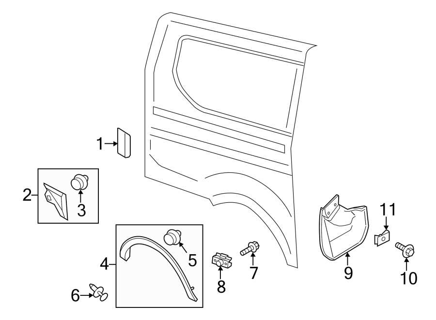 Diagram SIDE PANEL. EXTERIOR TRIM. for your Ford Transit-350  