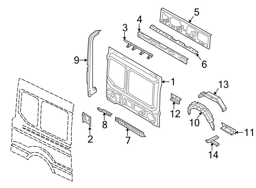 Diagram SIDE PANEL. INNER STRUCTURE. for your 2022 Ford Police Interceptor Utility   