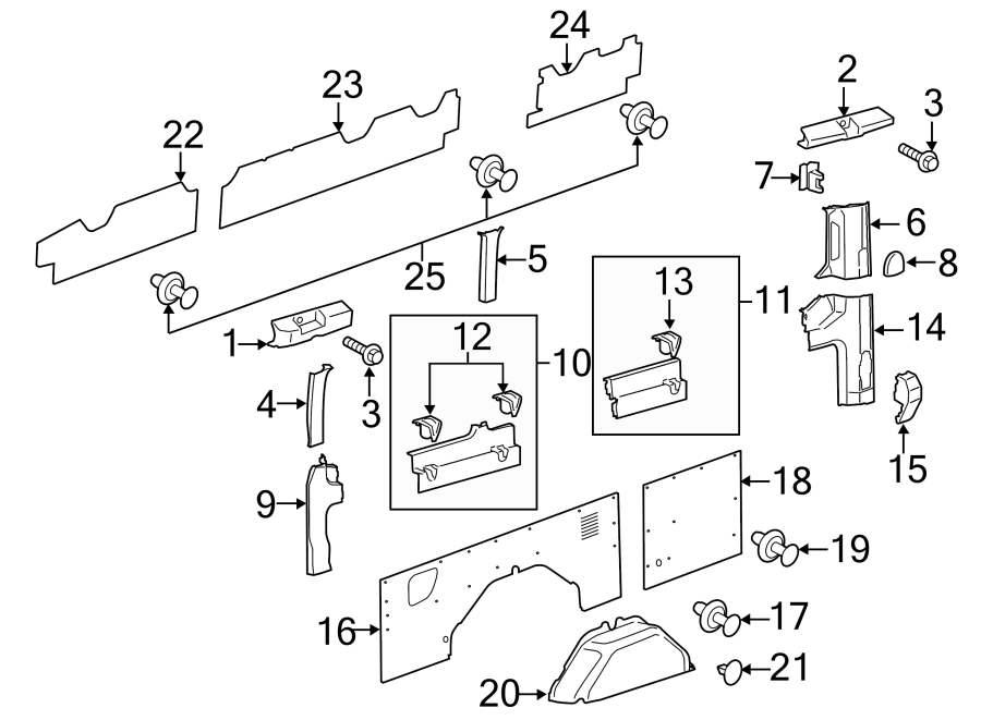 Diagram SIDE PANEL. INTERIOR TRIM. for your Ford