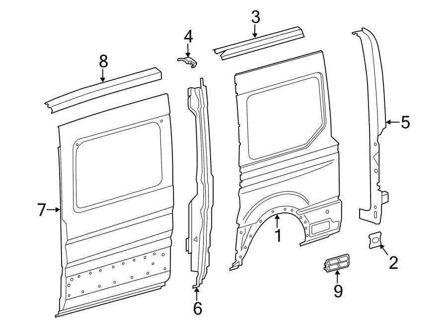 Diagram SIDE PANEL & COMPONENTS. for your Ford