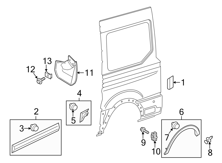 Diagram SIDE PANEL. EXTERIOR TRIM. for your 2018 Ford F-150 3.5L EcoBoost V6 A/T 4WD Platinum Crew Cab Pickup Fleetside 