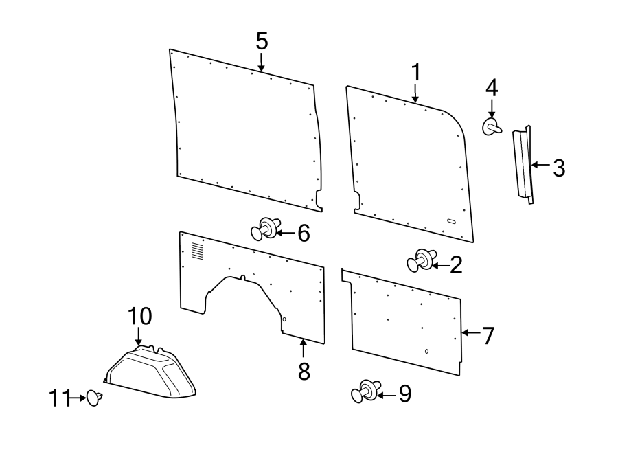 Diagram SIDE PANEL. INTERIOR TRIM. for your Ford