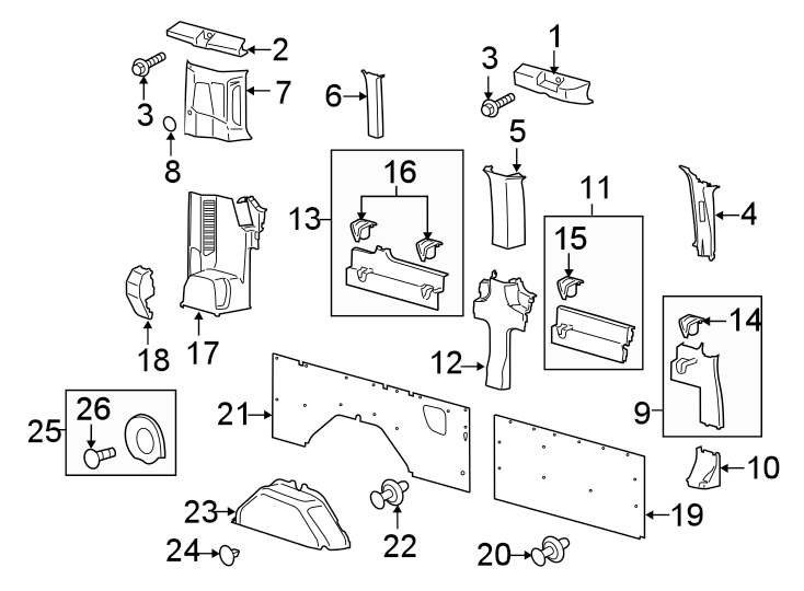 Diagram SIDE PANEL. INTERIOR TRIM. for your Ford Transit-350  