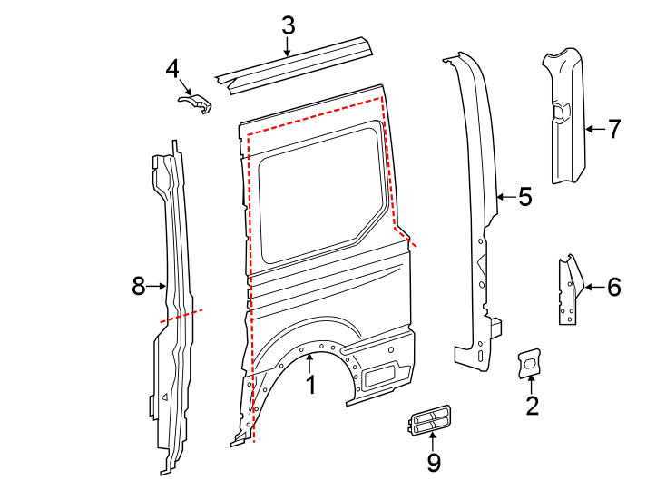 Diagram SIDE PANEL & COMPONENTS. for your Ford