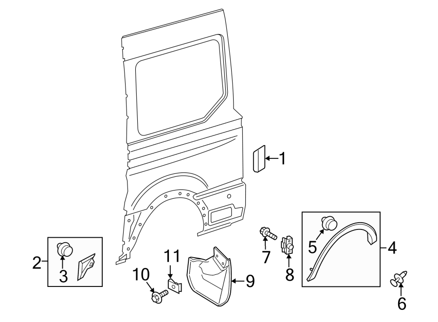 Diagram SIDE PANEL. EXTERIOR TRIM. for your Ford Transit-350  