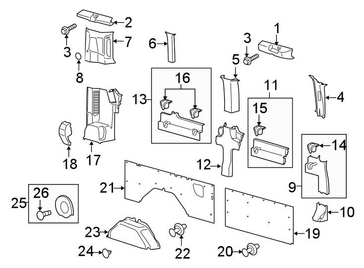 Diagram SIDE PANEL. INTERIOR TRIM. for your Ford Transit-350  