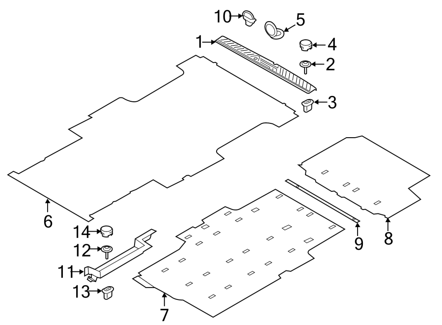 Diagram REAR BODY & FLOOR. INTERIOR TRIM. for your Ford Transit-150  