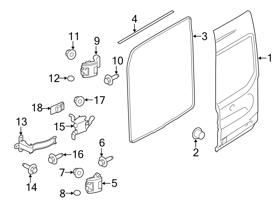 Diagram BACK DOOR. DOOR & COMPONENTS. for your 2019 Ford F-150 2.7L EcoBoost V6 A/T RWD Lariat Crew Cab Pickup Fleetside 