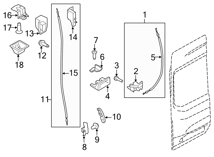 Diagram BACK DOOR. LOCK & HARDWARE. for your 2019 Ford E-350 Super Duty   