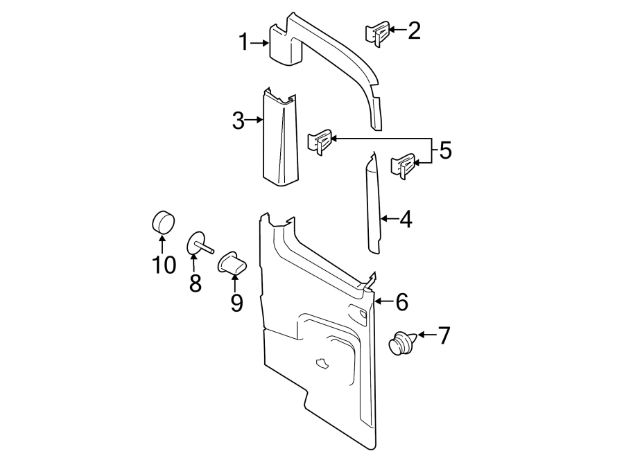 Diagram BACK DOOR. INTERIOR TRIM. for your 2023 Ford Transit-350 HD   