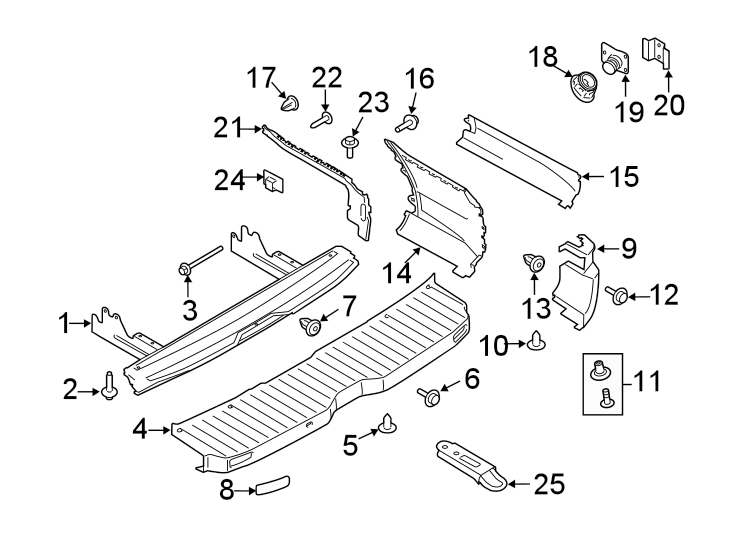 Diagram REAR BUMPER. BUMPER & COMPONENTS. for your Ford Transit-350  