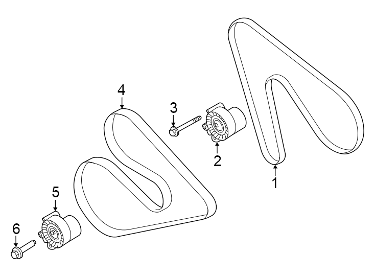 Diagram Belts & pulleys. for your 2021 Ford F-150 3.5L PowerBoost V6 FULL HYBRID EV-GAS (FHEV) A/T 4WD XLT Extended Cab Pickup Fleetside 