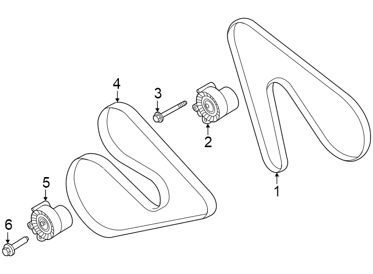 Diagram Belts & pulleys. for your 2021 Ford F-150 3.5L PowerBoost V6 FULL HYBRID EV-GAS (FHEV) A/T 4WD XLT Extended Cab Pickup Fleetside 