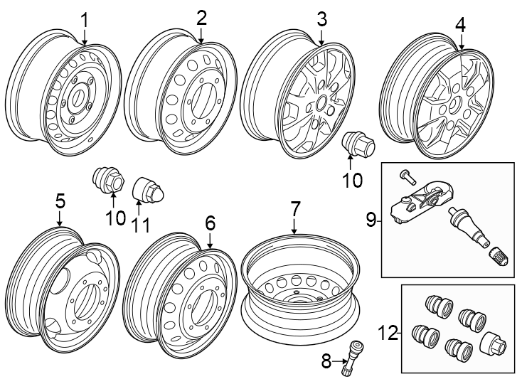 Diagram Dual rear wheels. Single rear wheels. for your Ford Transit-350  
