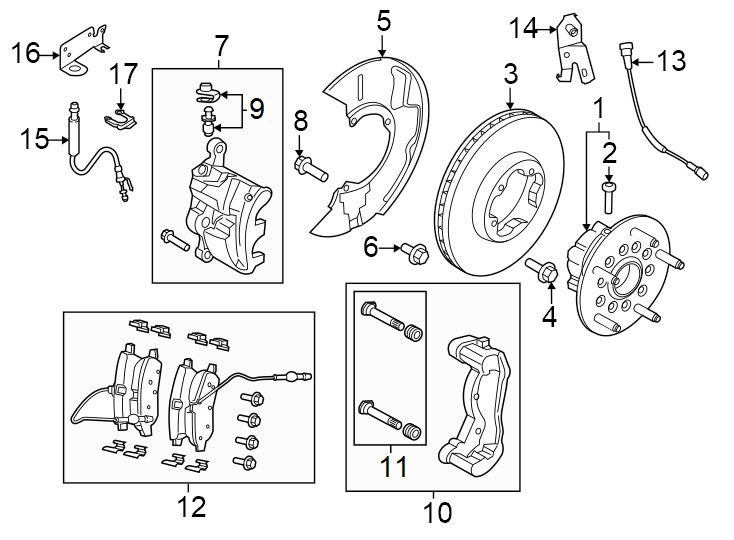 Diagram Front suspension. Brake components. for your 2007 Lincoln MKZ   