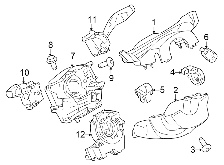 Diagram Steering column. Shroud. Switches & levers. for your 2003 Ford F-150 4.6L Triton (Romeo) V8 A/T RWD King Ranch Extended Cab Pickup Fleetside 