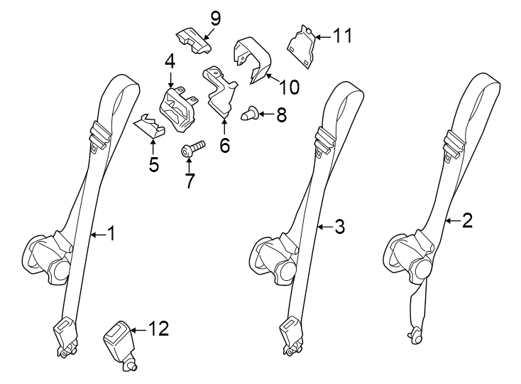 Diagram Restraint systems. Second row seat belts. for your Ford E-Transit  