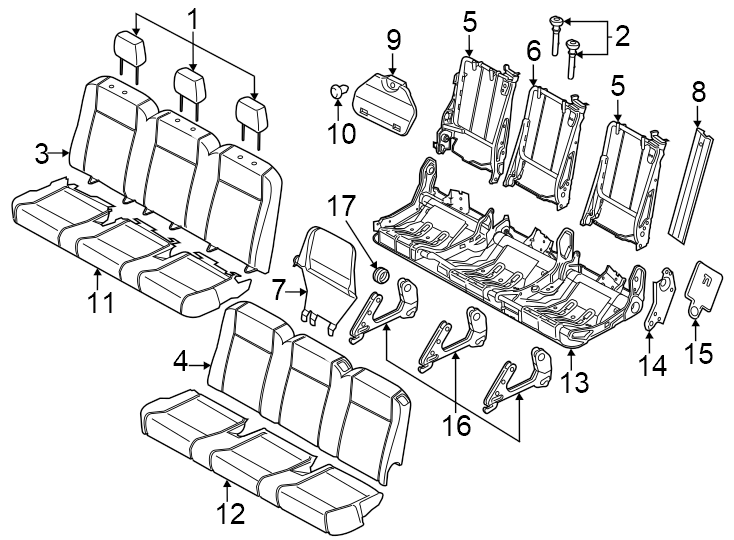 Diagram Seats & tracks. Second row seats. for your 2012 Ford E-250   