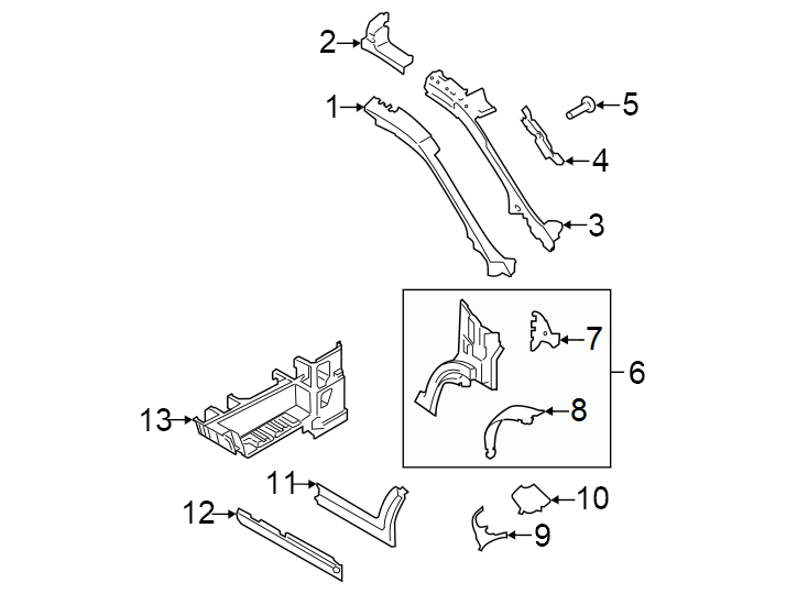 Diagram Pillars. Rocker & floor. Hinge pillar. for your 2016 Lincoln MKZ   