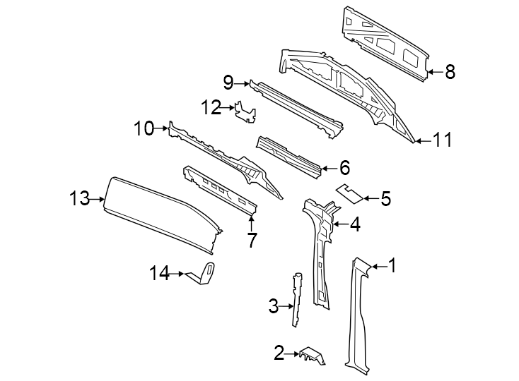 Diagram Pillars. Rocker & floor. Center pillar. for your 2016 Ford Escape   