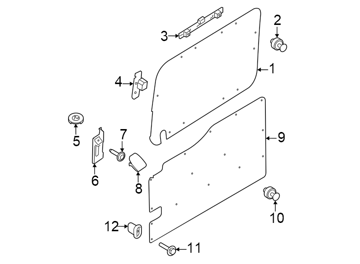 Diagram Charcoal. Ebony. High roof. Low roof. Medium. Sliding. VAN. for your Ford Transit-250  