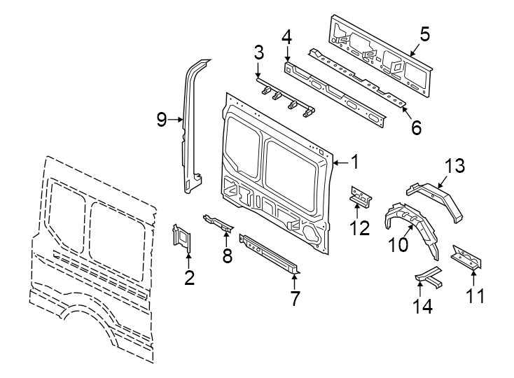 Diagram Side panel. Inner structure. for your 2022 Ford Police Interceptor Utility   