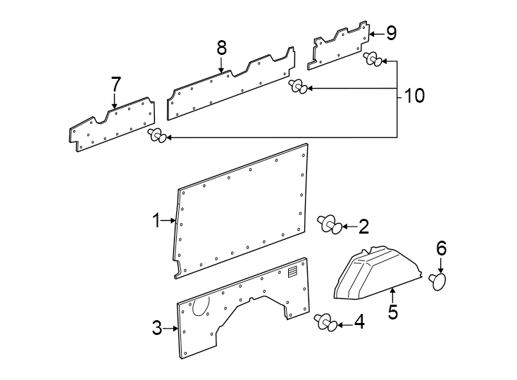 Diagram Side panel. Interior trim. for your Ford