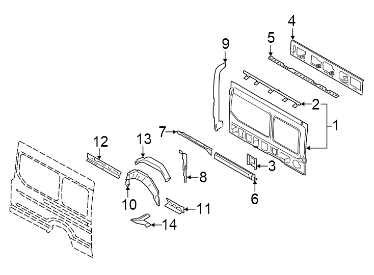 Diagram Side panel. Inner structure. for your 2022 Ford Police Interceptor Utility   