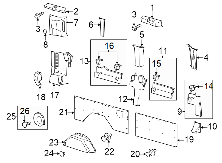 Diagram 130" wb. Center. Front. Low roof. Medium roof. Rear. W/O side door. W/WINDOW. for your Ford Transit-350  