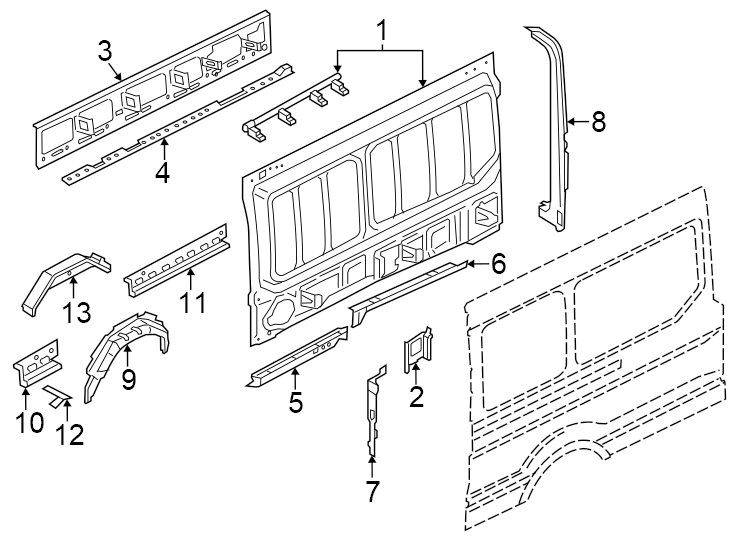 Diagram Side panel. Inner structure. for your 2017 Ford F-250 Super Duty   