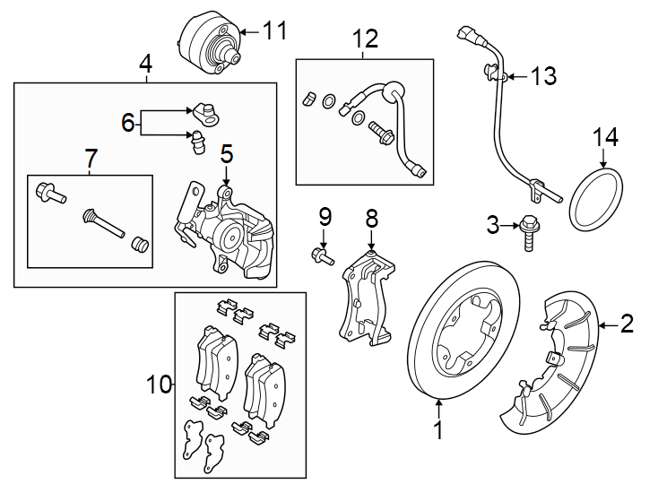 Diagram Rear suspension. Brake components. for your 2020 Lincoln MKZ   