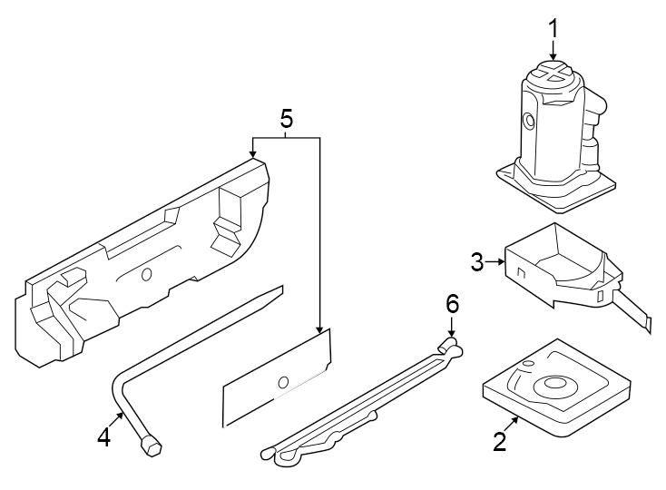 Diagram Rear body & floor. Jack & components. for your Ford
