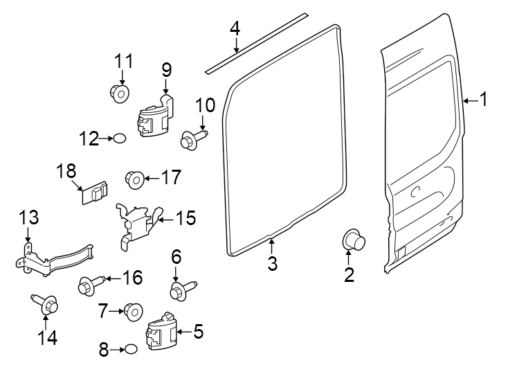 Diagram Back door. Door & components. for your Lincoln MKZ  