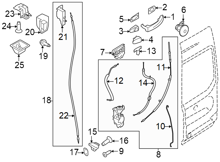 Diagram Back door. Lock & hardware. for your 2003 Ford E-150   