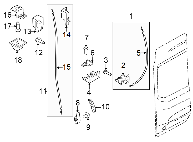 Diagram Back door. Lock & hardware. for your 2017 Lincoln MKZ Select Hybrid Sedan  