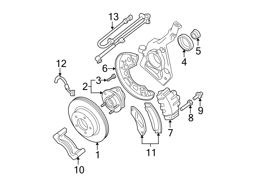 Diagram FRONT SUSPENSION. BRAKE COMPONENTS. for your 2010 Ford F-150  XL Extended Cab Pickup Fleetside 