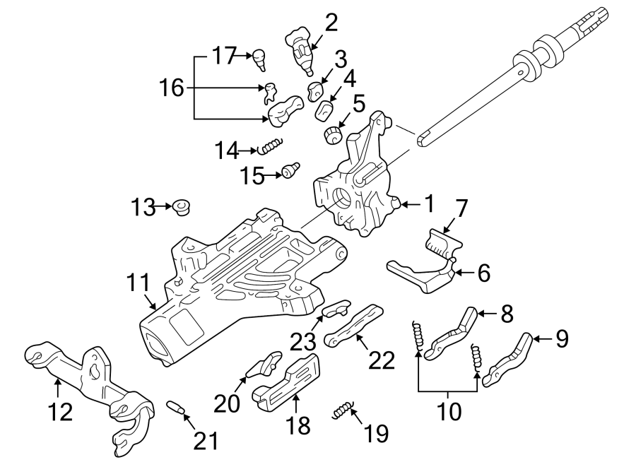 Diagram STEERING COLUMN. UPPER COMPONENTS. for your Ford