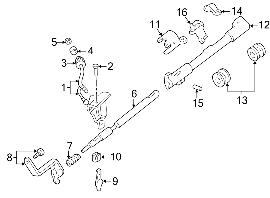 Diagram STEERING COLUMN. HOUSING & COMPONENTS. for your 1987 Ford Ranger   