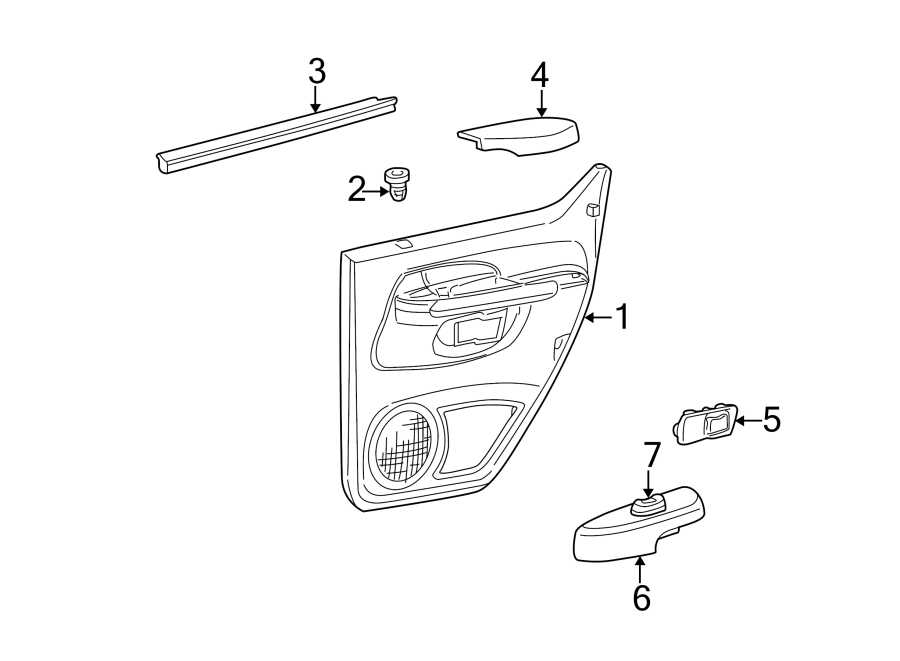 Diagram REAR DOOR. INTERIOR TRIM. for your 2007 Ford F-250 Super Duty  Harley-Davidson Edition Crew Cab Pickup Fleetside 