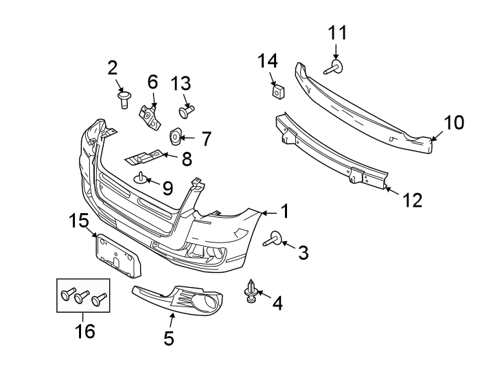 Diagram FRONT BUMPER. BUMPER & COMPONENTS. for your 2010 Lincoln MKZ   