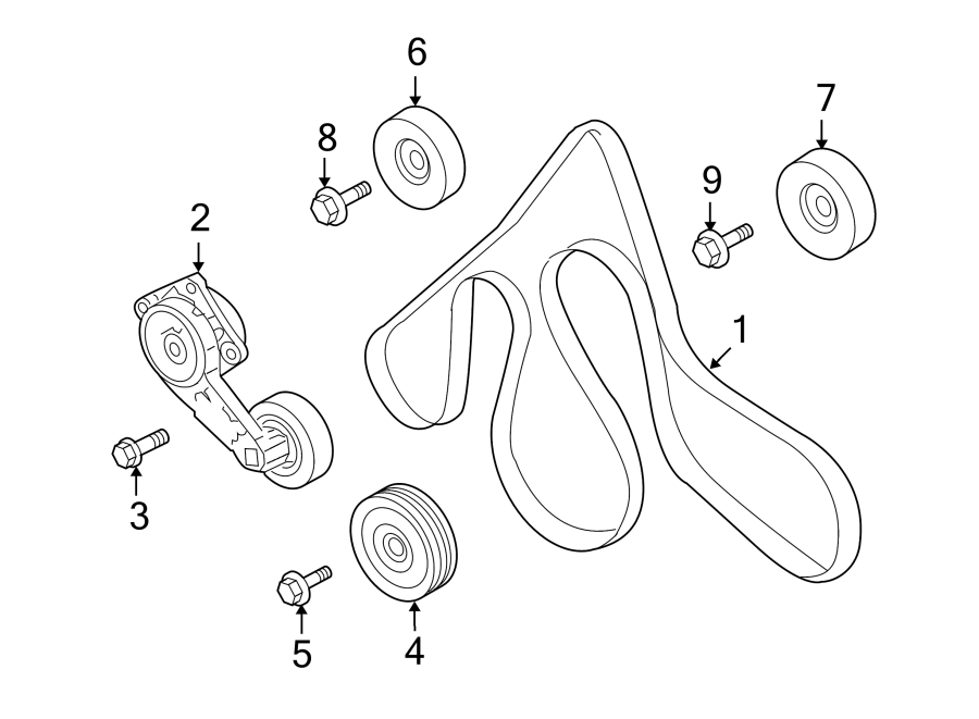 Diagram BELTS & PULLEYS. for your 2010 Lincoln MKZ   