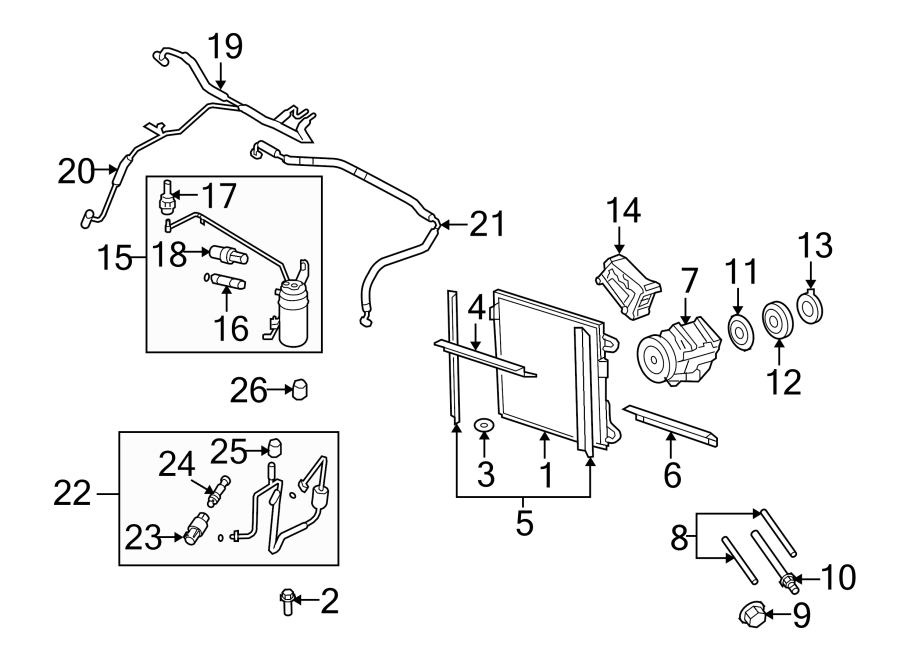 Diagram AIR CONDITIONER & HEATER. COMPRESSOR & LINES. for your 2024 Ford F-150  STX Extended Cab Pickup Fleetside 