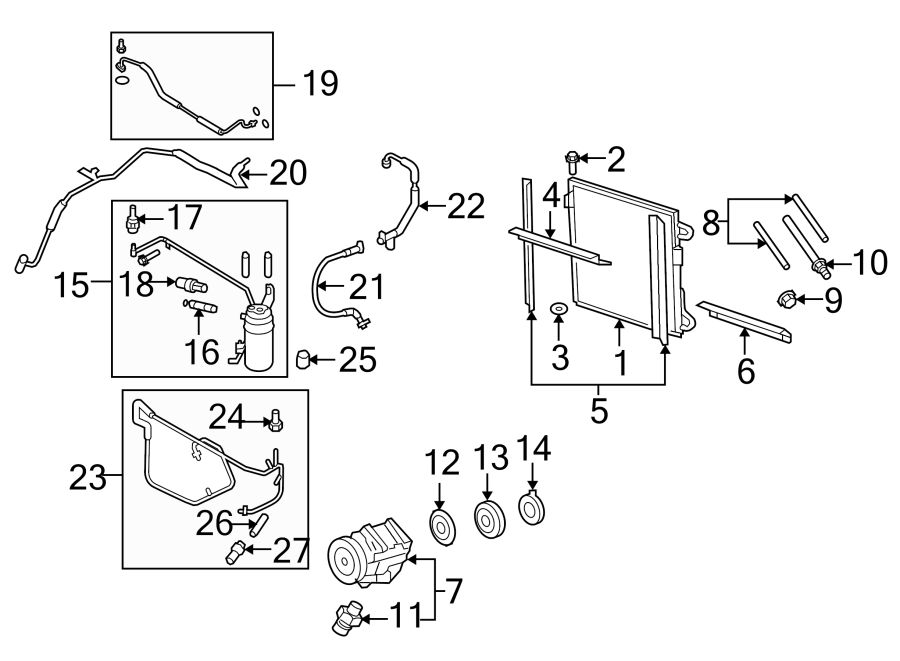 Diagram AIR CONDITIONER & HEATER. COMPRESSOR & LINES. for your 2024 Ford F-150  STX Extended Cab Pickup Fleetside 