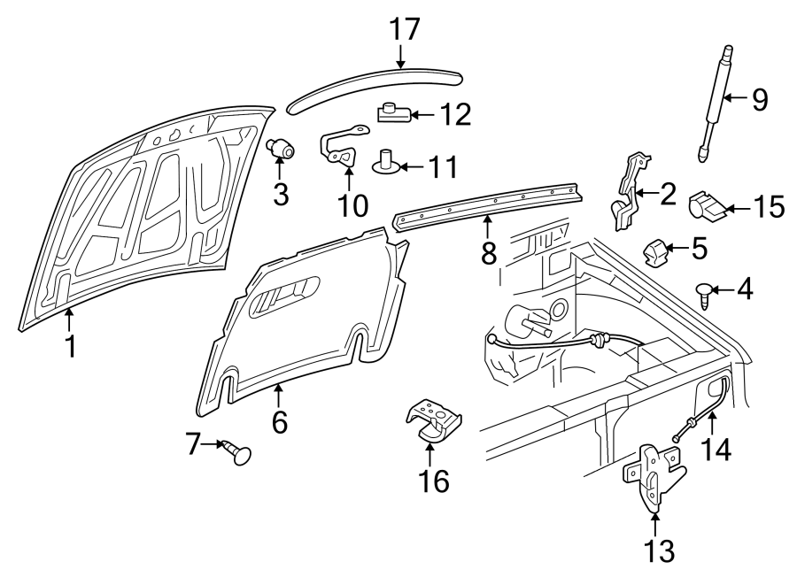 Diagram HOOD & COMPONENTS. for your 2008 Ford F-150 4.2L Triton V6 A/T RWD XL Standard Cab Pickup Fleetside 