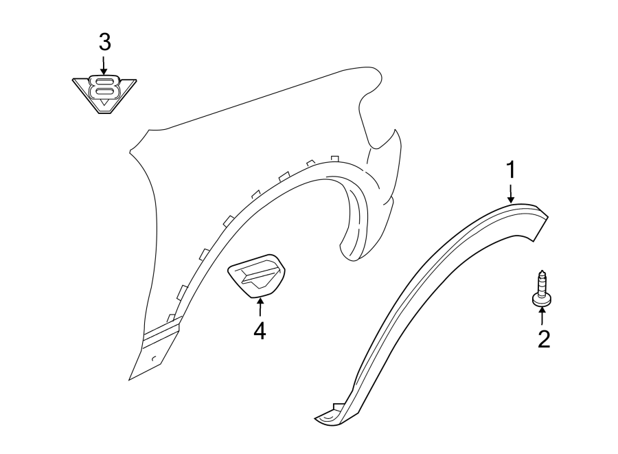 Diagram FENDER. EXTERIOR TRIM. for your 2015 Lincoln MKZ Black Label Sedan 3.7L Duratec V6 A/T AWD 